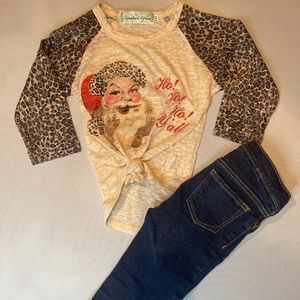 Southern Grace Ho Ho Ho Y'all Christmas Shirt Girls 4-6 years